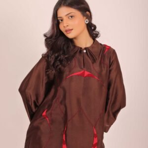 Elevate your wardrobe with our Chocolate Espresso Embroidered Silk Tunic Set.