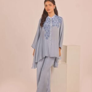 Azure Cascade Embroidered Co-ord Set