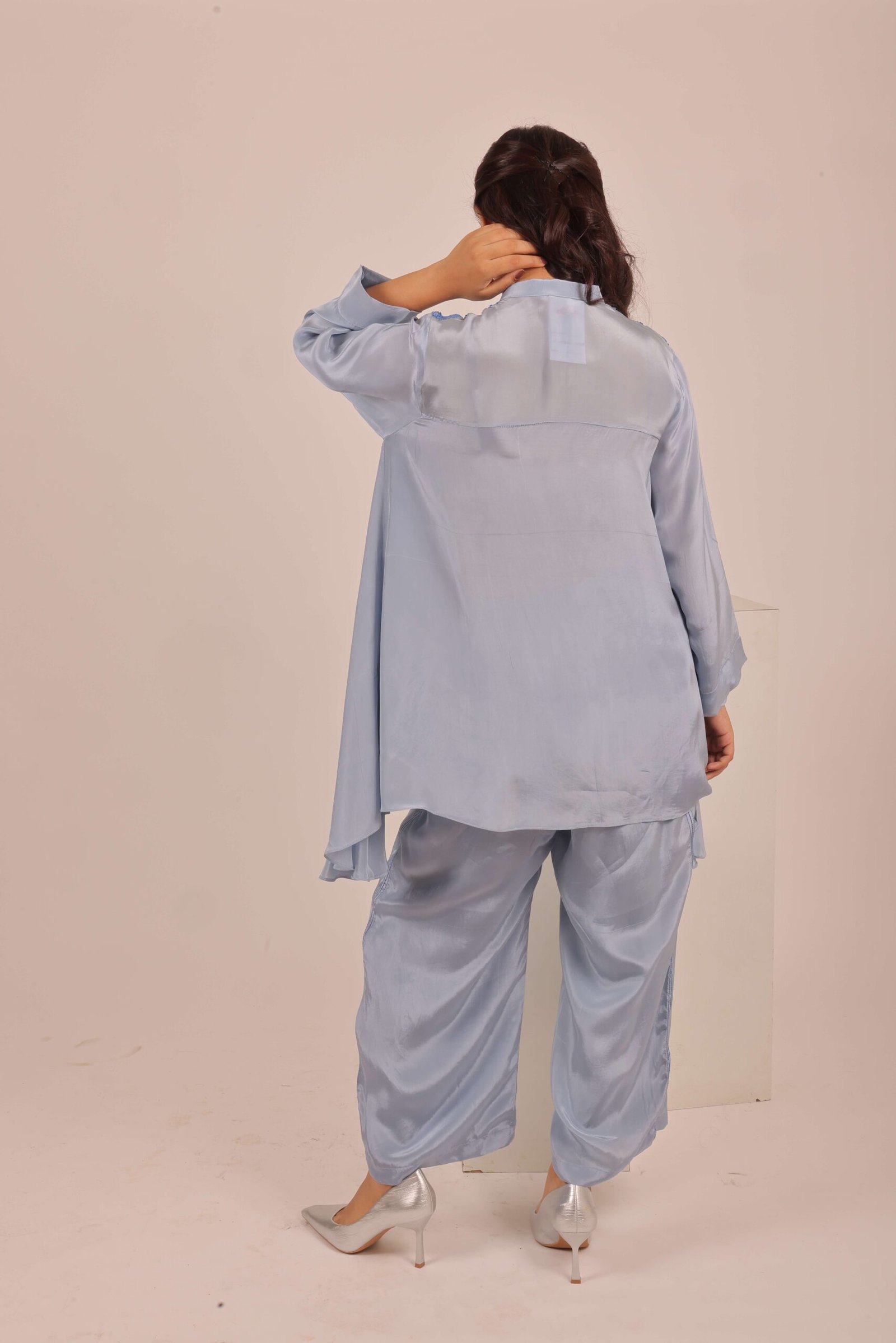 Azure Cascade Embroidered Co-ord Set - Image 3