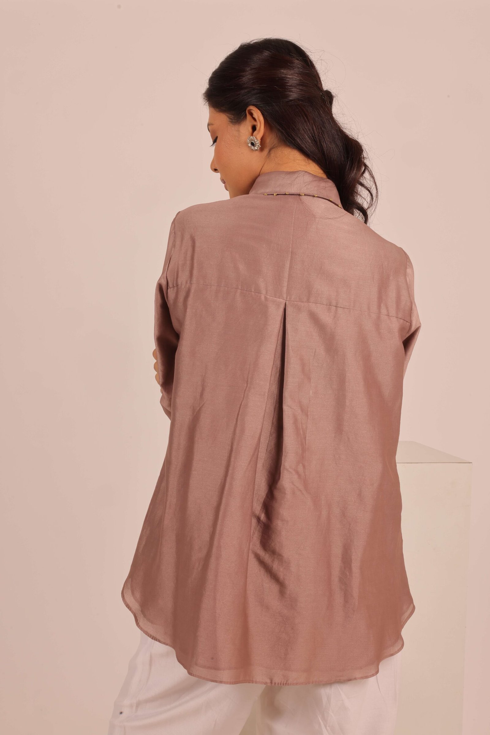 Mauve Abstract Sequin Embroidered Shirt - Image 4